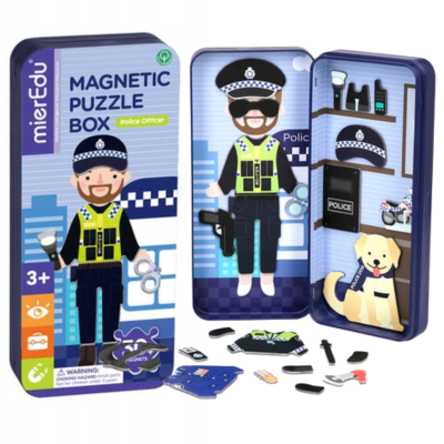 000866 PODRÓŻNE PUZZLE MAGNETYCZNE POLICJANT POLICJA PUSZKA 30EL