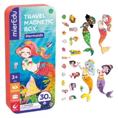 001702 PODRÓŻNE PUZZLE MAGNETYCZNE SYRENKI PUSZKA 30EL