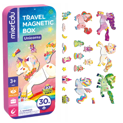 001696 PODRÓŻNE PUZZLE MAGNETYCZNE JEDNOROŻCE PUSZKA 30EL