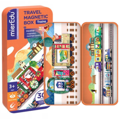 001153 PODRÓŻNE PUZZLE MAGNETYCZNE ŚWIĄTECZNY POCIĄG PUSZKA 30EL