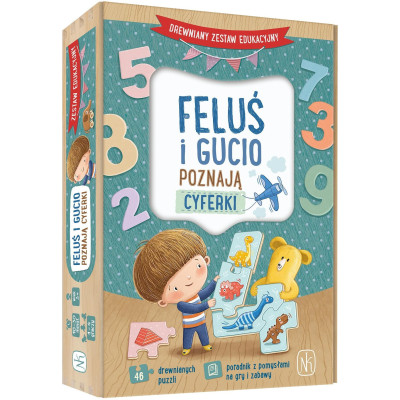 05304 FELUŚ I GUCIO POZNAJĄ CYFERKI PUZZLE DREWNIANE 46 EL