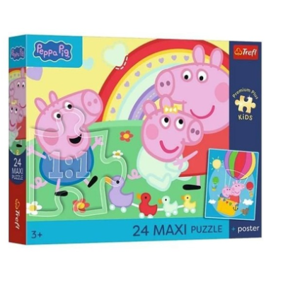 14387 TREFL PUZZLE ŚWINKA PEPPA MAXI ŚWINKOWE DNI + PLAKAT 24 EL