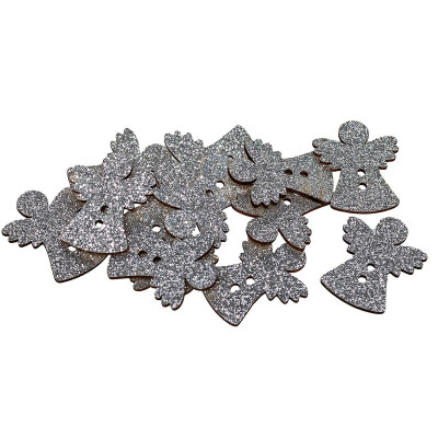 703267 DREWNIANE ANIOŁKI SREBRNE 12 SZTUK ANIOŁ OZDOBY ŚWIĄTECZNE ŚWIĘTA