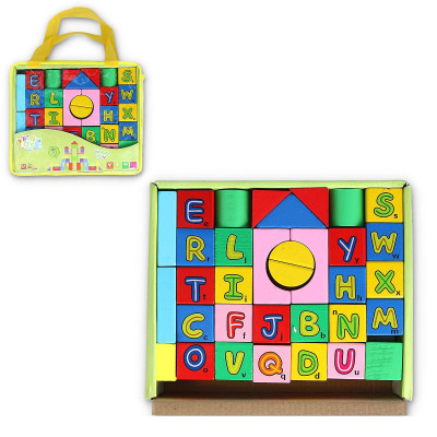 428086 KLOCKI DREWNIANE KOLOROWE Z LITERKAMI LITERKI
