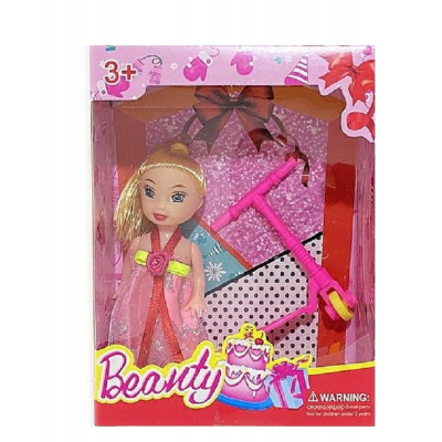 566941 MINI LALECZKA W SUKIENCE Z HULAJNOGĄ RÓŻNE KOLORY