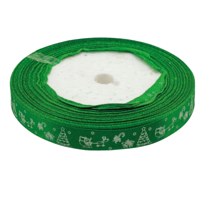 688644 TAŚMA SATYNOWA WSTĄŻKA ŚWIĄTECZNA ZIELONA 22M X 1,2CM