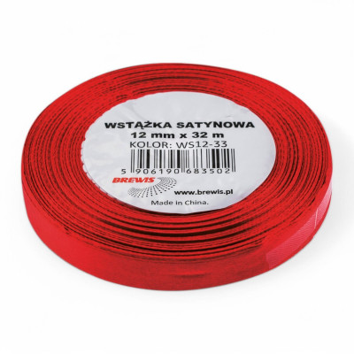 683502 TAŚMA SATYNOWA WSTĄŻKA ŚWIĄTECZNA CZERWONA 32M X 1,2CM
