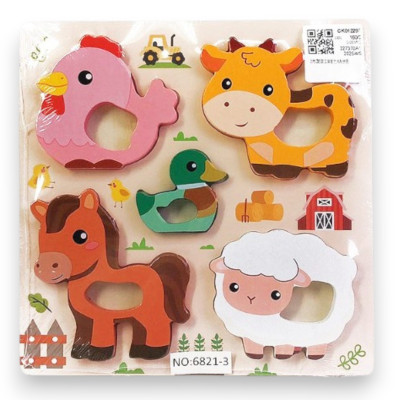 403517 UKŁADANKA DREWNIANA PUZZLE ZWIERZĄTKA 5 EL