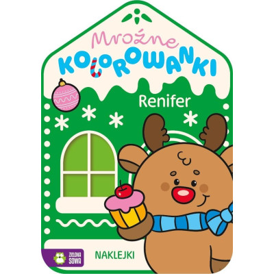 887562 KOLOROWANKA MROŹNE KOLOROWANKI RENIFER ZIMA + NAKLEJKI