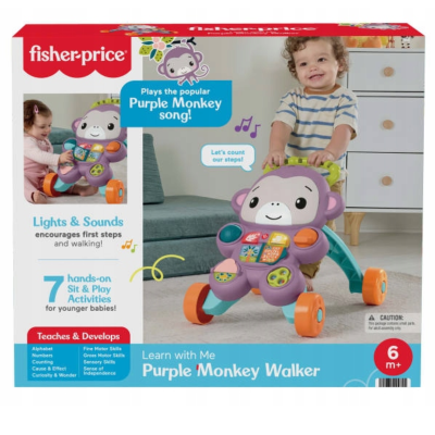 JGW90 INTERAKTYWNY PCHACZ CHODZIK MAŁPKA FISHER PRICE