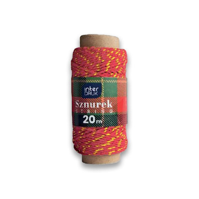 354198 SZNUREK NA SZPULCE 20M ŚWIĄTECZNY ŚWIĘTA RÓŻNE KOLORY